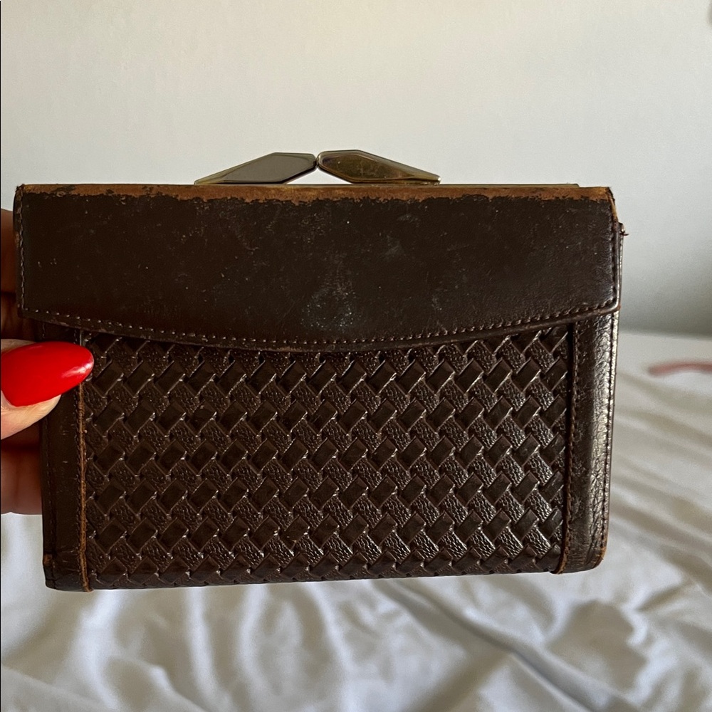 Chic Brown Woven Leather Wallet